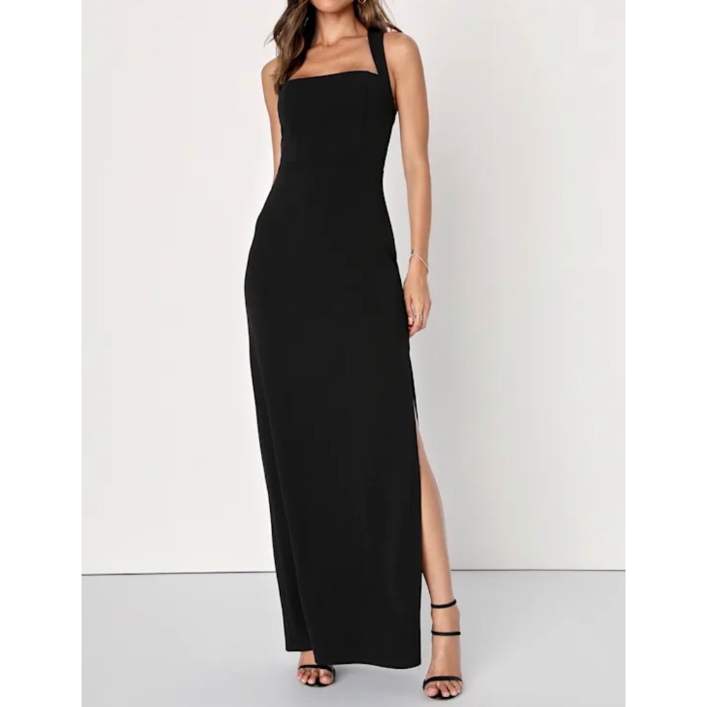 Lulus Glamorous Dedication Blackβ Sleeveless Column Maxi Dress Size XL NEW